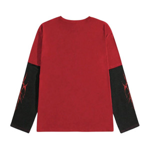 T-shirt rouge double couche à manches longues pour hommes Vente en gros Summer Jogging Wear Mesh Jersey Casual Printed Double Layer T shirts - Product Image 2