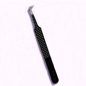 Pince à épiler en acier inoxydable ultra-fine à pointe en L à 90 degrés pour extensions de cils, pour un travail de précision des cils volumineux et classiques - Product Image 1