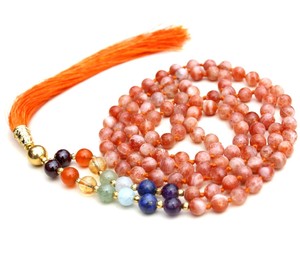 Pulsera de chakra Sunstone de 7 Chakras, 108, abalorios anudados, joyería de Yoga hecha a mano, collares con cuentas de artista indio - Product Image 5