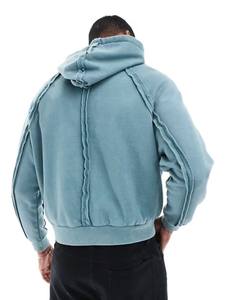 Sudadera con capucha térmica de algodón 100% con estampado de hojaldre personalizado lavado con ácido - Product Image 3