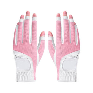 Guantes de golf de mujer de Color personalizados más vendidos, cuero genuino, protección UV, cierre de bucle de gancho, agarre estable, venta al por mayor, precio bajo - Product Image 1
