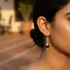 Boucles d'oreilles pendantes pour femmes en argent 925 avec pierre précieuse grenat, accessoire de mode - Product Image 2