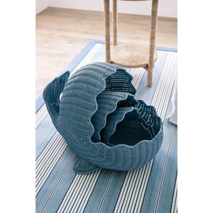 Panier de rangement en rotin bleu tissé, design de panier en rotin, plateau en osier tissé à la main pour fruits, clés, accessoires - Product Image 4