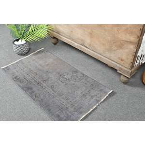 Alfombra turca Vintage moderna de 1,6x2,9 pies, gris, área grande, patrón de retazos 3D, Material de lana, respaldo de látex para sala de estar, pasillo - Product Image 2