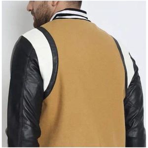 Chaqueta de béisbol universitaria para hombre Chaquetas universitarias de chenilla bordadas Chaquetas universitarias Letterman personalizadas Chaquetas universitarias de cuero para hombre - Product Image 5