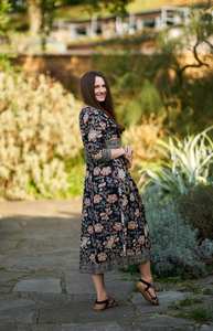 Robe Kanana, fabriquée à la main, en pur coton, bohème, décontractée, occasionnelle, noire, beige, bleue, mode éthique - Product Image 3