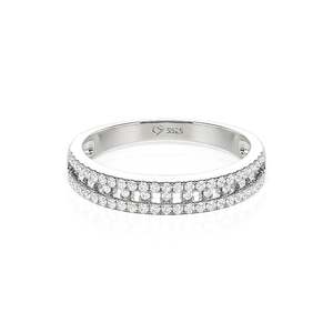 Jeulia Women's Geometric Lattice Open-Work Moissanite Pav Wedding Band - Product Image 1