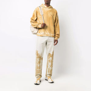 Sweat à capuche surdimensionné pour hommes lavé à l'acide en détresse Sweats à capuche courts avec impression numérique pour l'hiver - Product Image 1