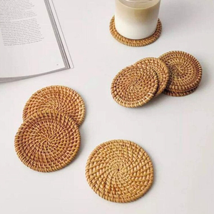 Vente en gros de napperons tissés naturels sous-verres en rotin résistant à la chaleur jacinthe d'eau motif osier fleur Viet Nam design d'assiette - Product Image 3