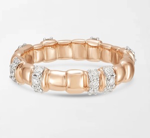 แหวนทองคำโรสโกลด์ 14K ประดับเพชรทรงกลม 24 เม็ด น้ำหนัก 0.39 กะรัต สี GH-VS ดีไซน์เรียบหรู พร้อมลายร่องสีโรสโกลด์ เหมาะสำหรับงานหมั้น - Product Image 1