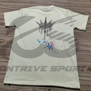 Hoge Kwaliteit 300 Gsm Dik Katoen Custom Zeefdruk Verf Spatten T-Shirts Regular Fit Zomer Shirt Mannen Ronde Hals T-Shirt