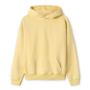 Sweat à capuche jaune vintage pour femmes 100% coton polaire Logo personnalisé respirant Style Streetwear pour femmes lavé hiver - Product Image 6