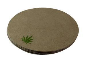 Juego de 6 Posavasos para Cerveza/Té Hechos de Lámina Doble Gruesa y Papel 100% de Cáñamo con Hoja de Cáñamo Impresa en la Esquina Inferior - Product Image 3