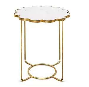 Mesa de Centro Redonda de Mármol de Tendencia con Base de Metal Recubierta de Oro, Mesa de Centro de Lujo para Sala de Estar - Product Image 4