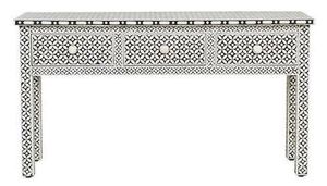 Meilleure qualité 3 tiroirs noir géométrique incrustation d'os Table Console tabouret en bois moderne/pouf maison/salle à manger rangement de salle de luxe - Product Image 2