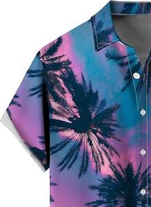 Camisa Hawaiana de Verano 2025 para Hombre, Talla Grande, Estampada, Manga Corta, Material de Poliéster/Algodón - Product Image 4