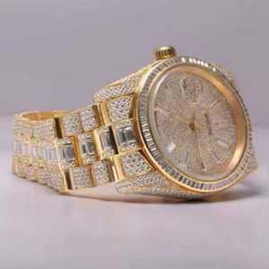 ราคาตลาดนาฬิกาอัตโนมัติแบบอนาล็อก สายหนัง สแตนเลส ประดับเพชรโมอิสซาไนต์ ความใส VVS สำหรับผู้ค้าส่ง - Product Image 1