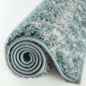 Tapis shaggy bleu œuf de canard marocain, fabriqué à la machine, moderne, épais, pour couloir - Product Image 4