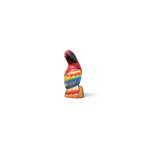 Colorful Red Hand Painted <b>Wooden</b> Parrot Figurine for Tropical Home and Tabletop Decoration - Product Image 3