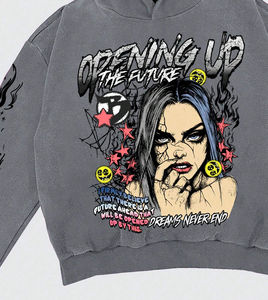 Sudadera con capucha lavada Vintage de algodón 100% para hombre DTG estampado personalizado cordón bordado Diseño hombro caído patrón sólido al por mayor - Product Image 4