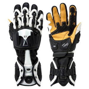Gants de moto unisexes en cuir véritable blanc, noirs, pour course sur route, course de moto, protection des poignées, été, plein air, ski, décontractés - Product Image 1