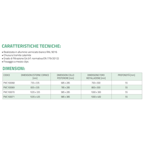 Rejilla de Retorno de Aluminio Pintada de Blanco Tecnosystemi con Aspas Fijas Inclinadas a 45° Incluye Filtro Extraíble - Product Image 4