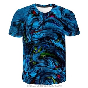 Camisetas gráficas de grafiti con pigmento de moda de verano para hombre, camisetas de manga corta con patrón sólido estampado, estilo de punto tejido - Product Image 1