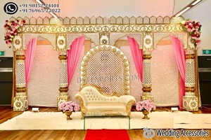 Décoration de mariage traditionnelle royale, scène ouverte, réception de mariage, royale, couronne de cérémonie - Product Image 5