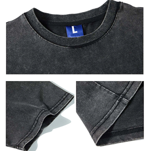 Haute qualité 100% coton Crew Fitness T-Shirt pour hommes lâche goutte épaule acide lavé conception séchage rapide o-cou lettre - Product Image 6