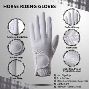 Gants d'équitation unisexes personnalisés, style cavalier, noir gris XXL, sport équestre, PU respirant, antidérapants, pour l'équitation hivernale - Product Image 5