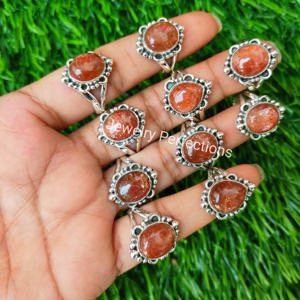 Vente chaude 925 Sterling Silver Sunstone Fine Ring Femmes Tendance Fête De Mariage Gemme Usine Prix De Gros - Product Image 4