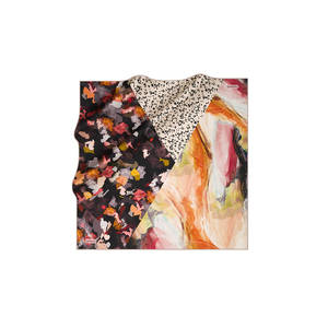 Silk Square Scarf-Black Designer Patterned Digital Print Ethnic Style Spring Winter - Product Image 1