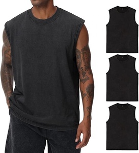 Custom Heavyweight Cotton Men's Ribbed Gym Tank Top Muscle Sleeveless <b>Running</b> Stringer Fitness Sports Workout Vest - Product Image 4