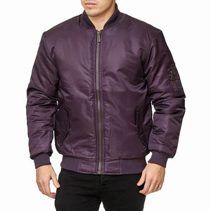 Veste bomber hip-hop pour homme de haute qualité en gros, col montant, hiver, respirante, logo sur le devant - Product Image 1
