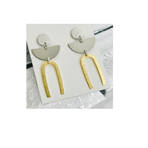 2015 Small Handmade <b>Brass</b> Jewelry North Dakota USA <b>Brass</b> Earrings Made of <b>Sheet</b> trendy blue stud earrings for office wear - Product Image 6