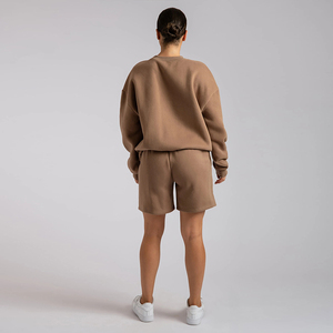 Ensemble sweat à capuche et short surdimensionné pour femme de haute qualité, en molleton de coton épais, sweat à capuche court pour femme d'hiver - Product Image 6