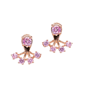 ต่างหูหินสีชมพูแบบกลมออกแบบให้มีหูแจ็คเก็ตผู้หญิงต่างหูแบบตุรกีทำด้วยมือ925เครื่องประดับเงินสเตอร์ลิง - Product Image 1