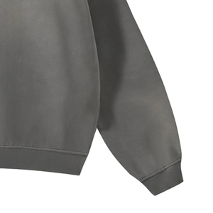 Sweat-shirt streetwear personnalisé délavé au soleil, épaules tombantes, lourd, surdimensionné, à fermeture éclair, broderie de patch, unisexe, prix de gros - Product Image 3