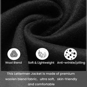 Nouveau gros personnalisé hommes broderie hiver veste manches longues Letterman Varsity vestes col à capuche en tissu de laine - Product Image 4