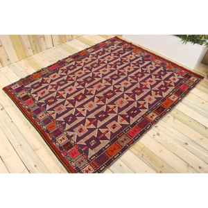 Alfombra Turca de 6.1x7.9 pies, Alfombra Vintage de Lana Roja y Azul Estilo Suroeste - Product Image 1