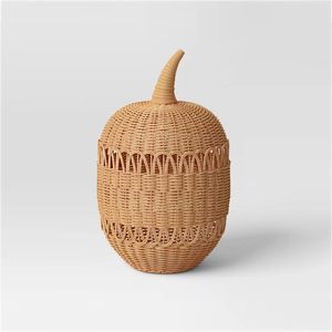 Decoración de Calabaza de Ratán Tejida a Mano Sisu, Centro de Mesa Otoñal de Fibra Natural, Adorno Rústico para Mesa de Otoño - Product Image 2