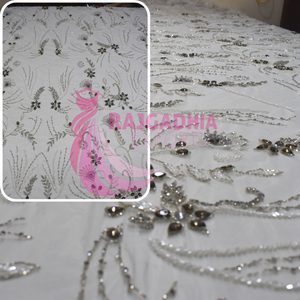 Tissu en organza de luxe LF01 avec broderie entièrement perlée, tailles et couleurs personnalisées, commande minimum de 10 pièces, parfait pour les robes de soirée - Product Image 3