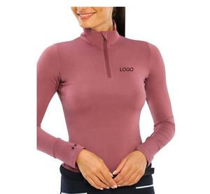 Camiseta de montar a caballo para mujer, camisa de entrenamiento deportivo con cremallera, básica ecuestre técnica para mujer - Product Image 5