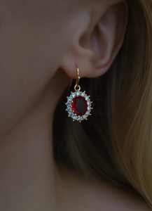 Natural Premium Top Grade Purple Oval Cut Crystal Huggie Hoop Earrings 925 Sterling Silver 14k Gold Plated Vintage Victorian - Product Image 6