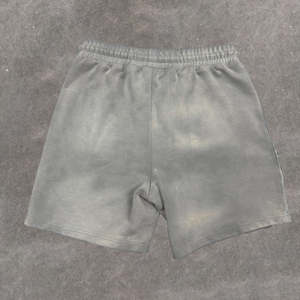 <b>Men's</b> Vintage Washed <b>Shorts</b> Custom Streetwear with Rhinestone Logo Print 100% Cotton Eco-Friendly Solid <b>Pattern</b> - Product Image 4