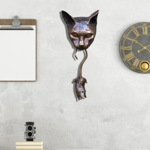 Wall Mounted Sculpted Bronze Cat Face With Hanging Rat Tail Hanging Decor Sculpture And Figure Wall Showpiece Home Decoration - Product Image 4