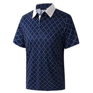 Zipper <b>Men's</b> <b>White</b> Trim Gold Embroidered Golf Casual Summer Printed <b>Short</b> <b>Sleeve</b> T-<b>shirt</b> <b>Man</b> Polo <b>Shirt</b> - Product Image 2