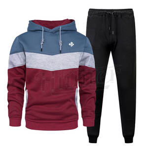 Chándal con logotipo personalizado, conjunto de chándal de dos piezas para hombre de tela polar de estilo clásico informal a la moda - Product Image 2