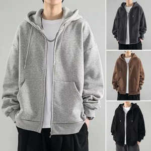 Hommes à capuche épais chaud haute rue à capuche hommes rétro fermeture éclair à manches longues veste ample manteaux décontracté hommes tenue vêtements de sport - Product Image 5