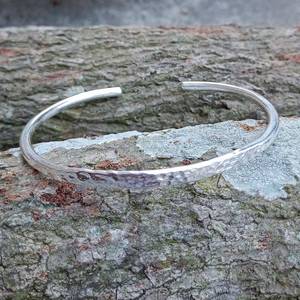 Sterling Silver Plated Boho Hammered Textured Vintage Bahamian Bangle Stackable <b>Adjustable</b> <b>Bracelet</b> Women Fashion Jewelry - Product Image 3